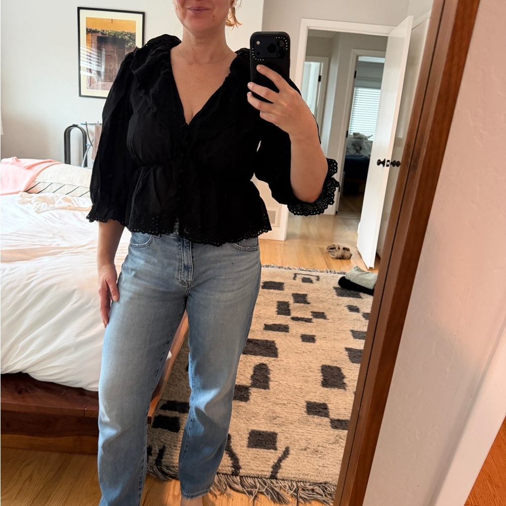 GAP Black Eyelet Blouse